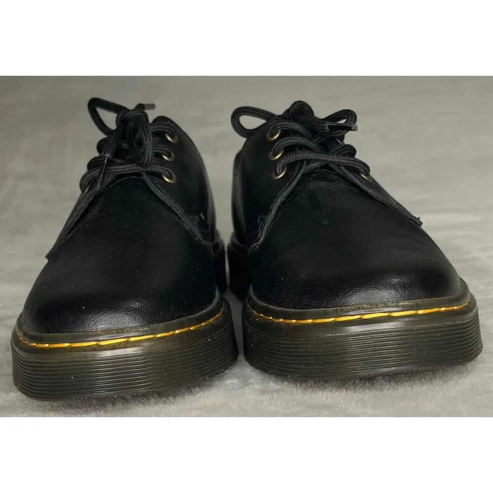 Dr. Martens M 6 L 7 Zavala Lo Smooth Black Leather 3-Eye Platform Oxford Shoes
